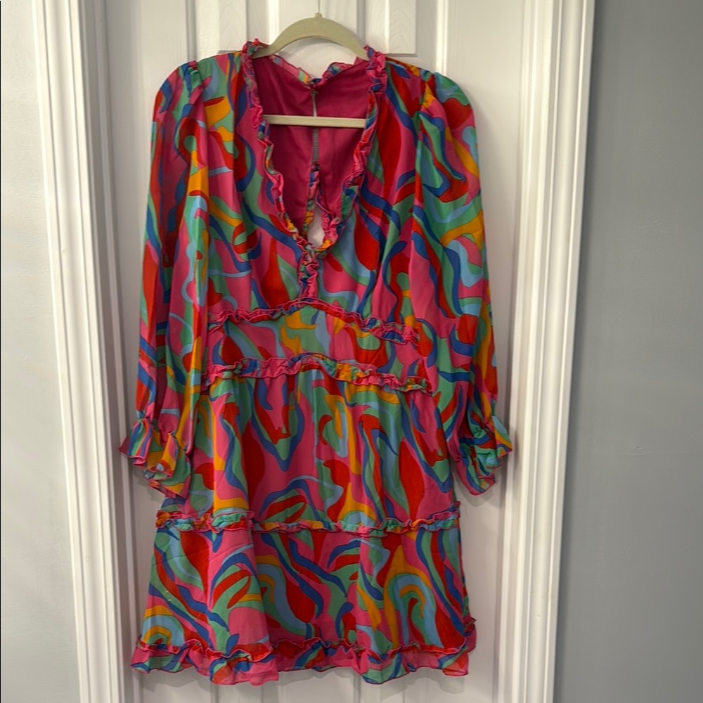 Vibrant Multicolor Ruffle Dress - Picture 3 of 5